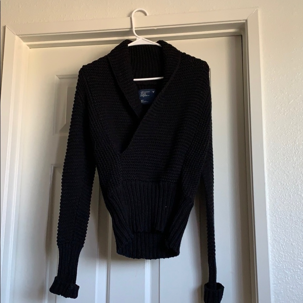 American eagle sweater - black faux wrap